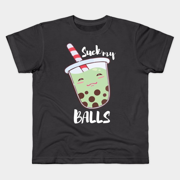 Suck My Balls Honeydew Kids T-Shirt by Lysoon Studios